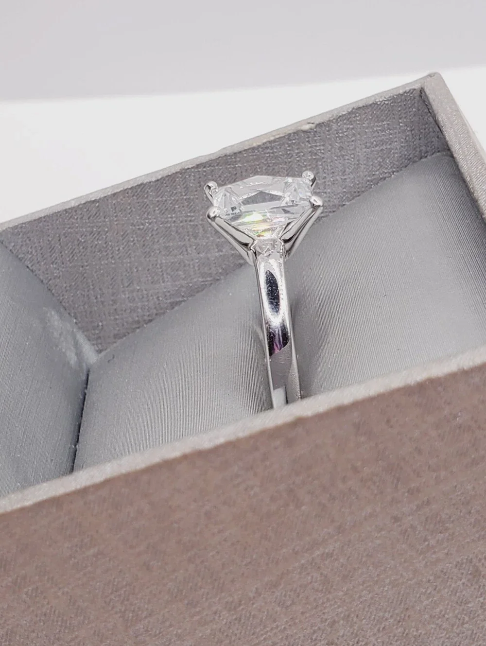 Classic Emerald-Cut Solitaire Engagement Ring 925 Sterling Silver